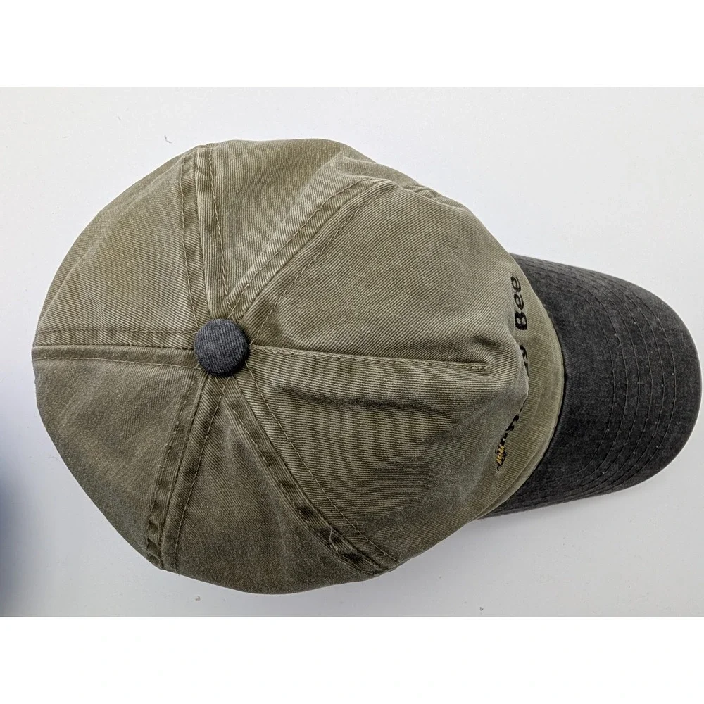 Black River Co Honey Bee Rice Belt Snapback Hat Olive Gray Distressed Cap